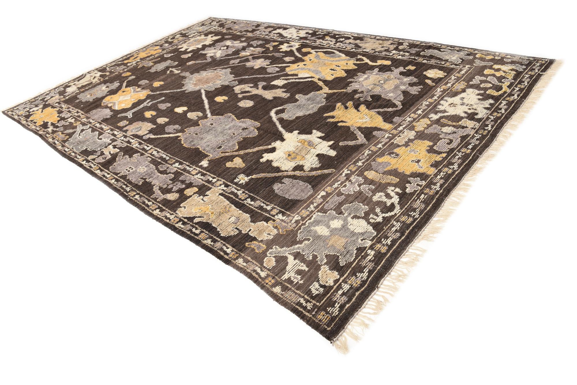 10' x 14' 10 Hand Knotted Oushak Wool Rug