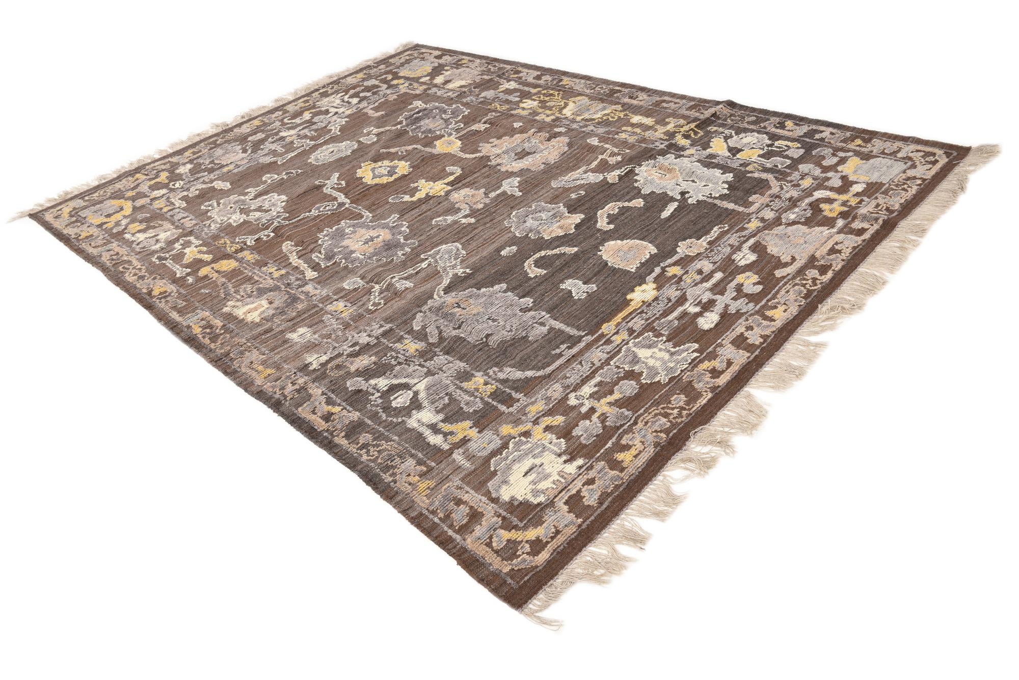 8' x 10' 8 Hand Knotted Oushak Wool Rug
