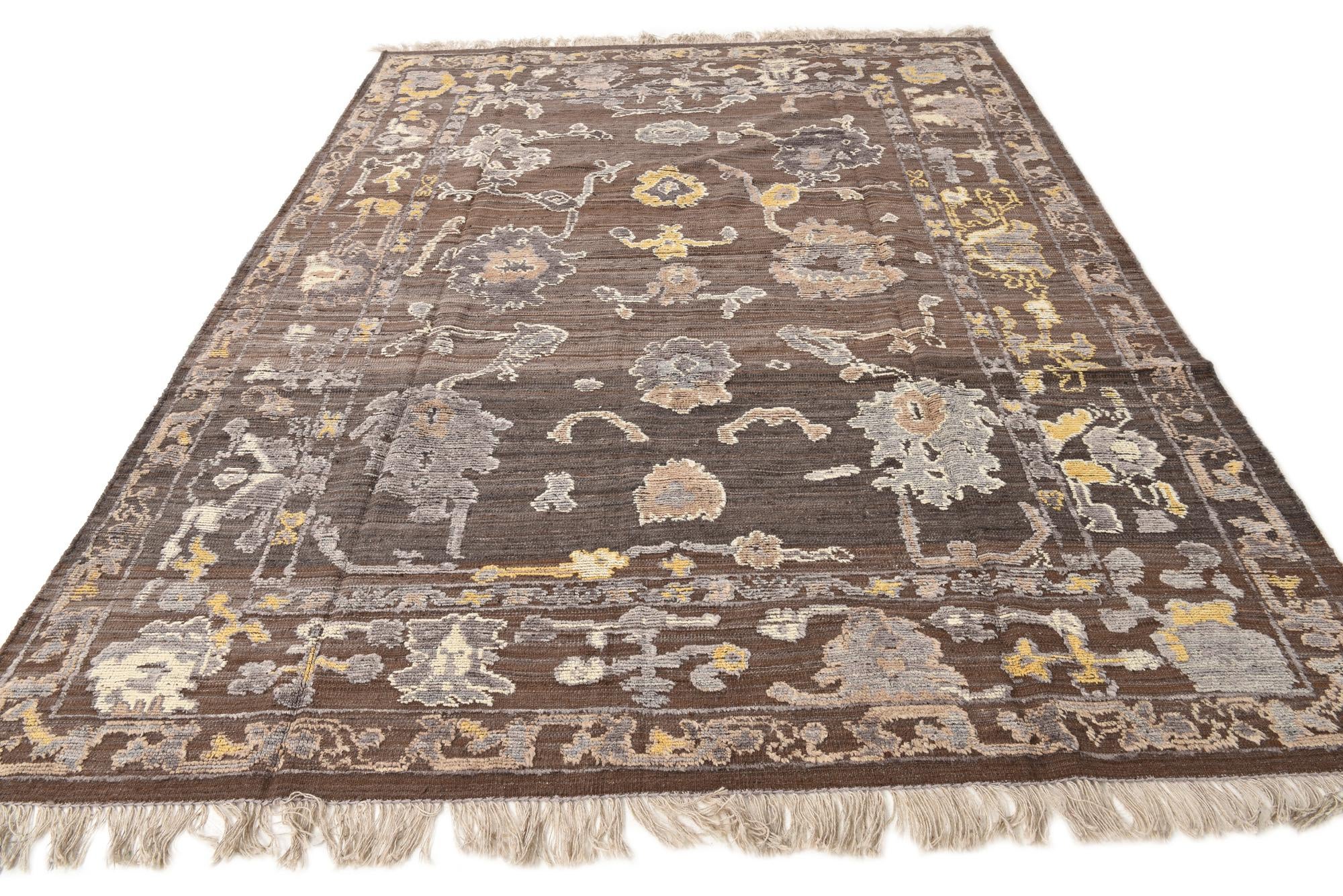 8' x 10' 8 Hand Knotted Oushak Wool Rug