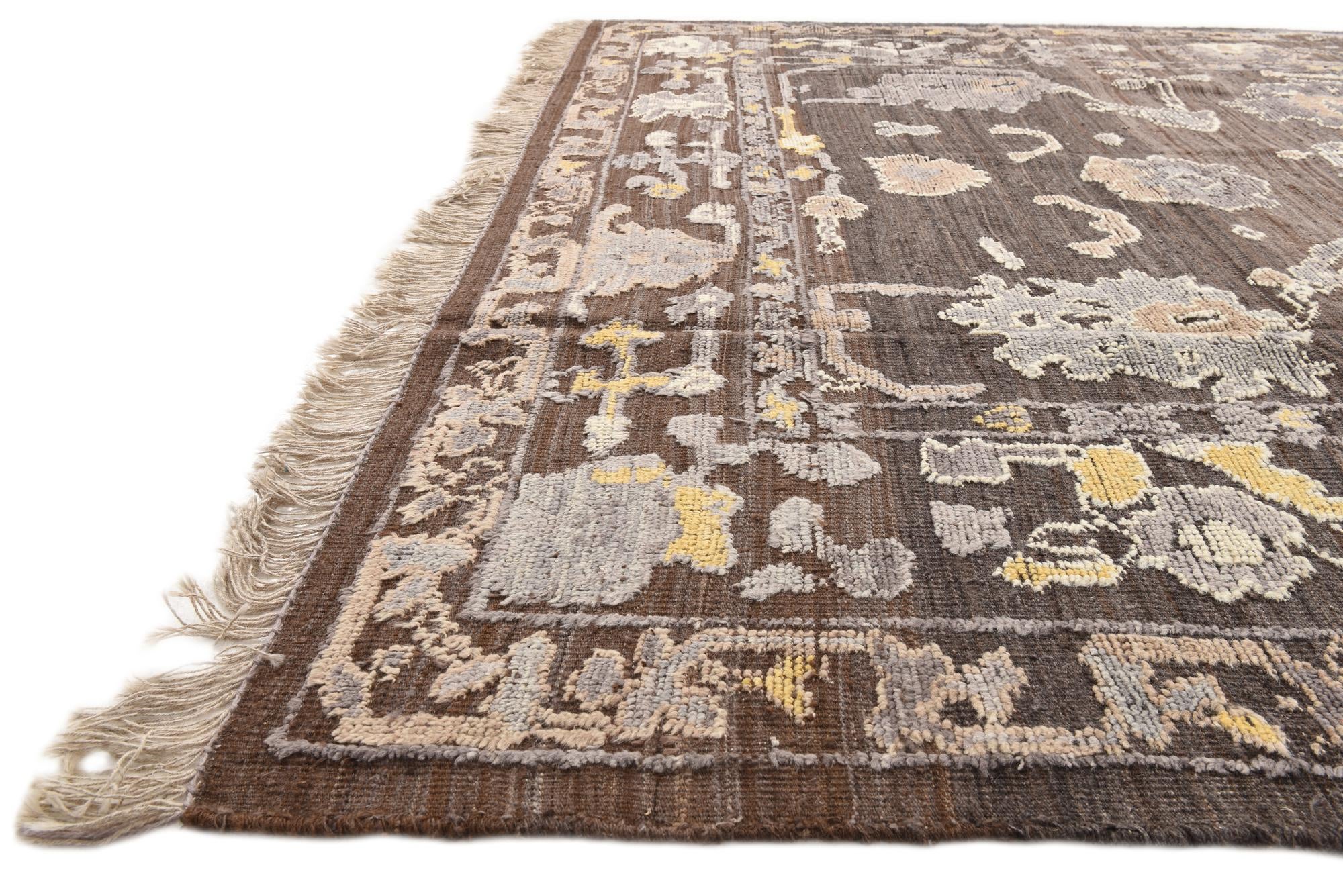 8' x 10' 8 Hand Knotted Oushak Wool Rug