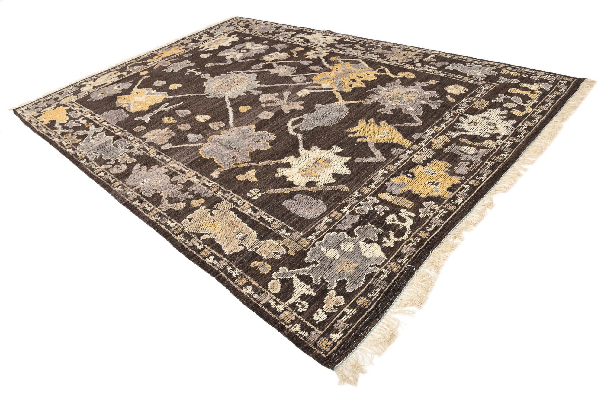 9' x 12' 9 Hand Knotted Oushak Wool Rug