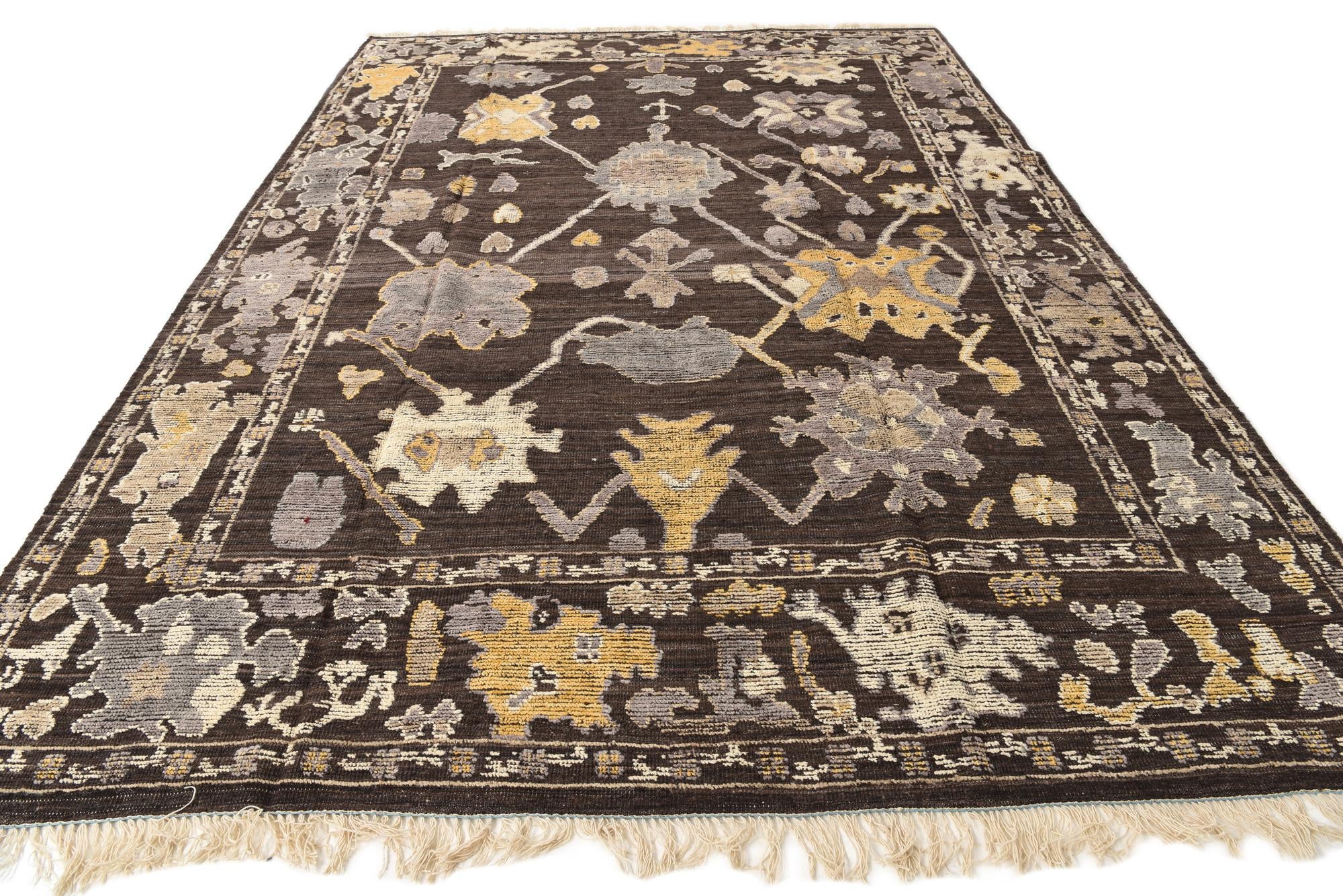9' x 12' 9 Hand Knotted Oushak Wool Rug