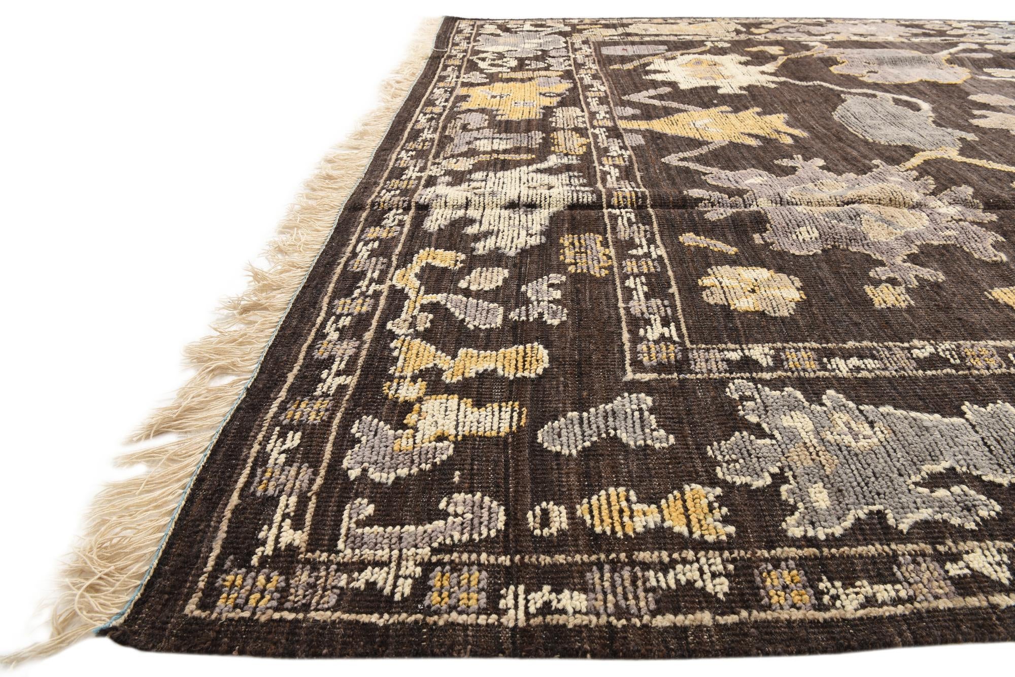 9' x 12' 9 Hand Knotted Oushak Wool Rug