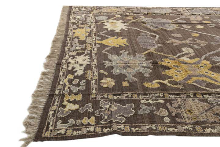 9' 1 x 12' Hand Knotted Oushak Wool Rug