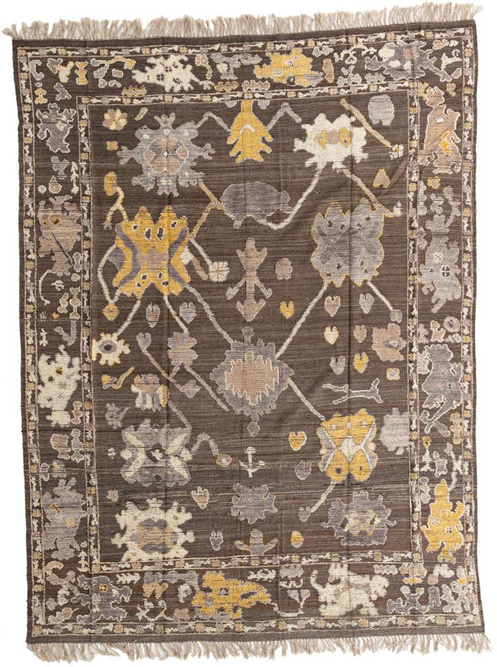 9' 1 x 12' Hand Knotted Oushak Wool Rug