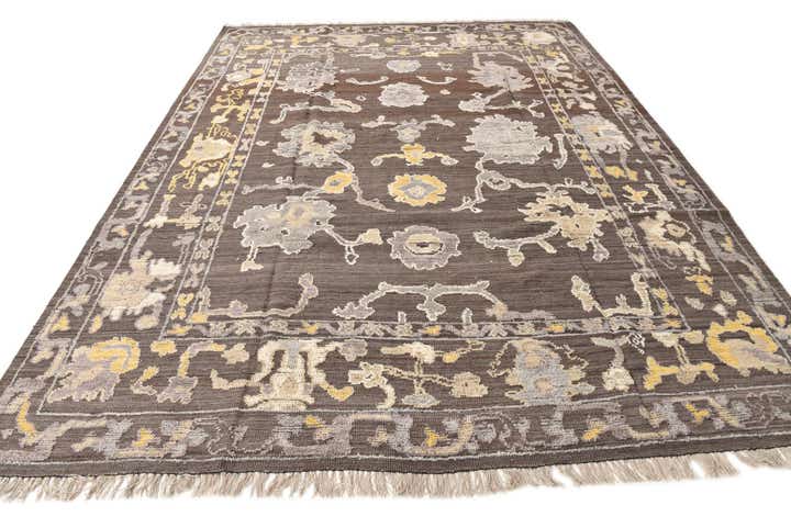 9' x 12' Hand Knotted Oushak Wool Rug
