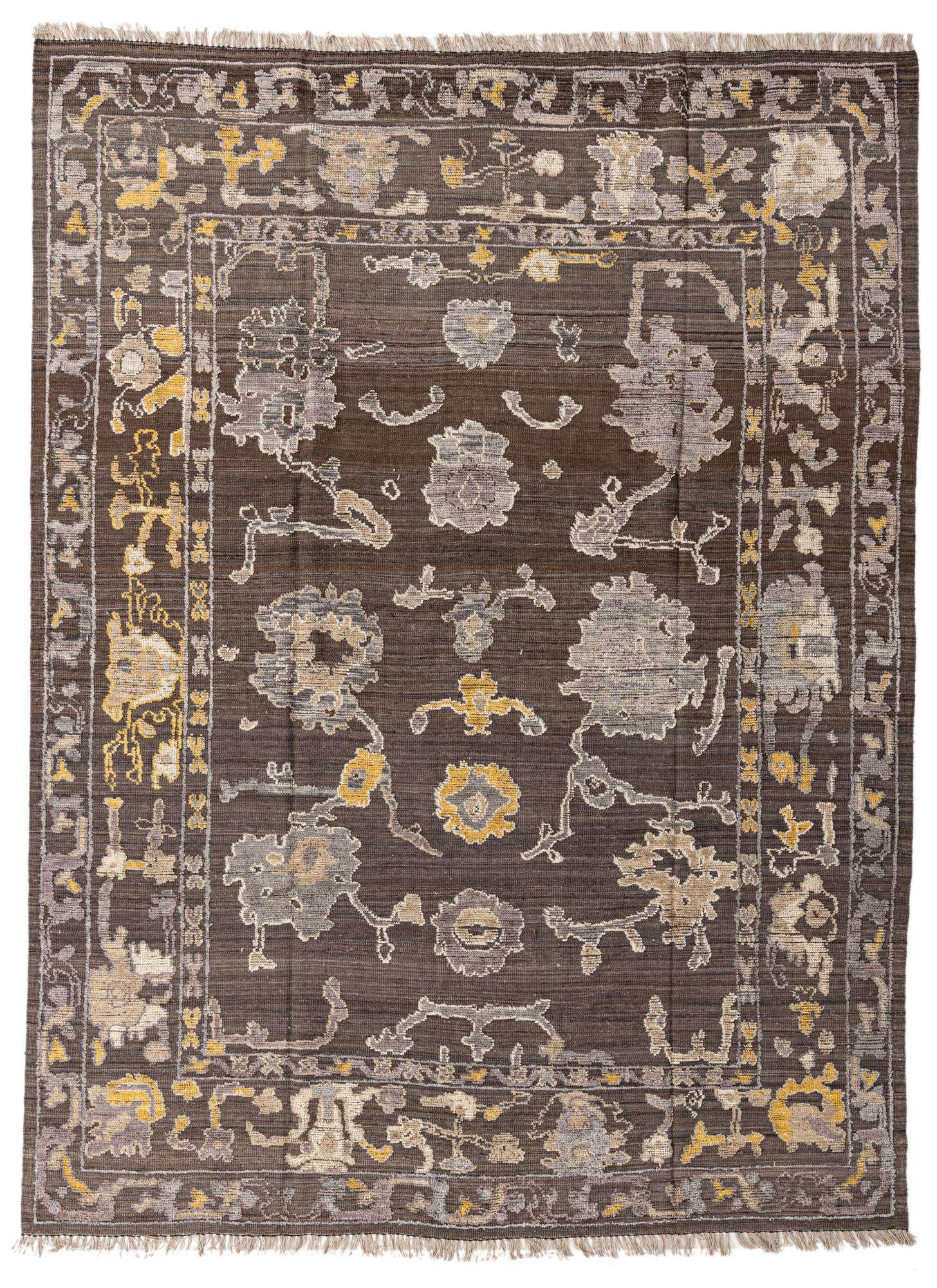 9' x 12' Hand Knotted Oushak Wool Rug