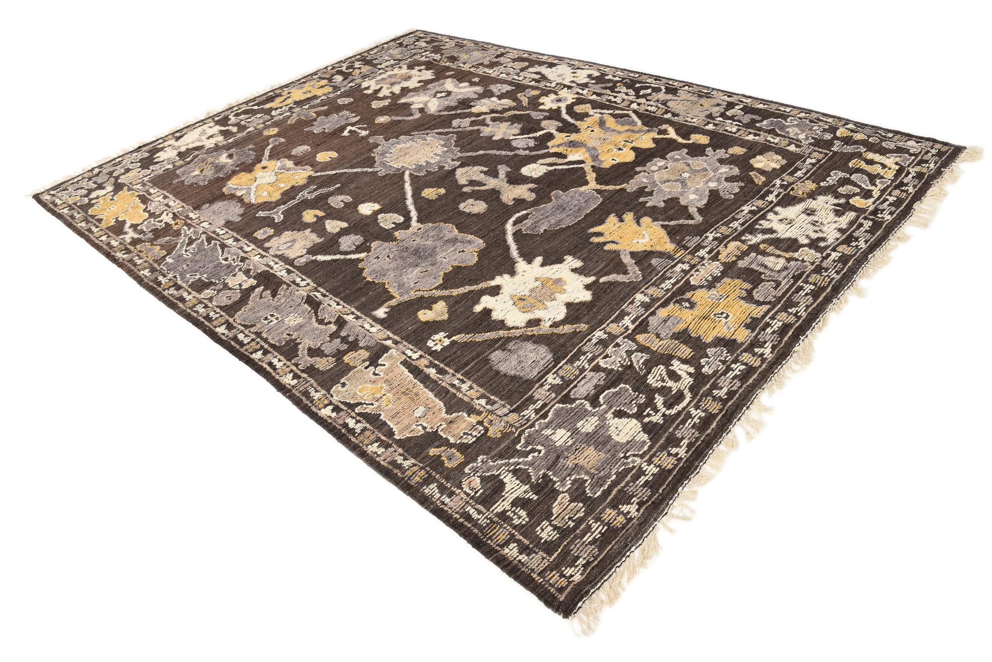 8' 10 x 12' 2 Hand Knotted Oushak Wool Rug