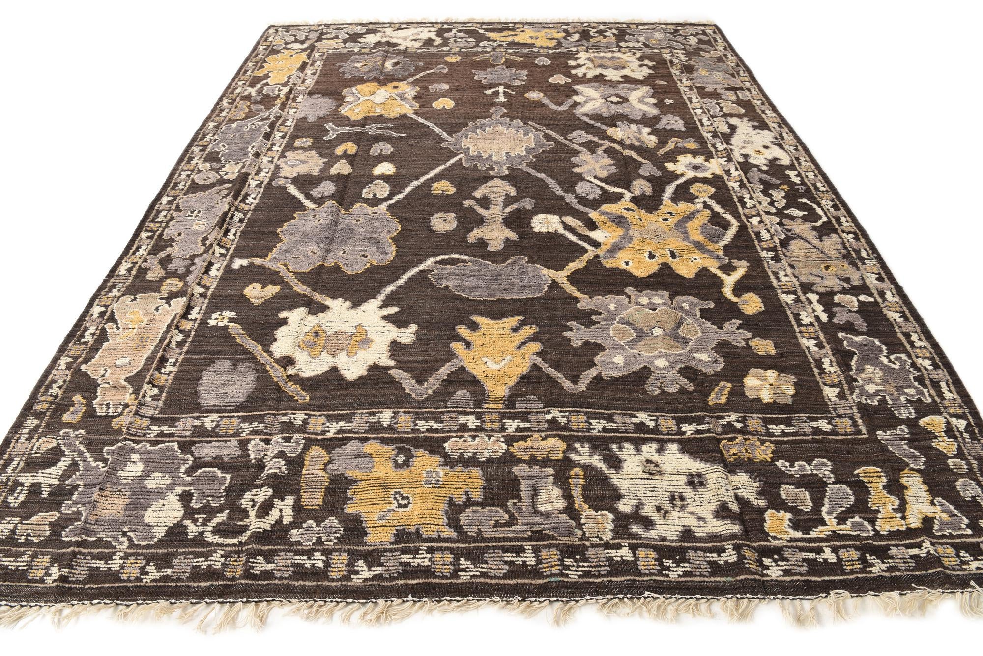 8' 10 x 12' 2 Hand Knotted Oushak Wool Rug