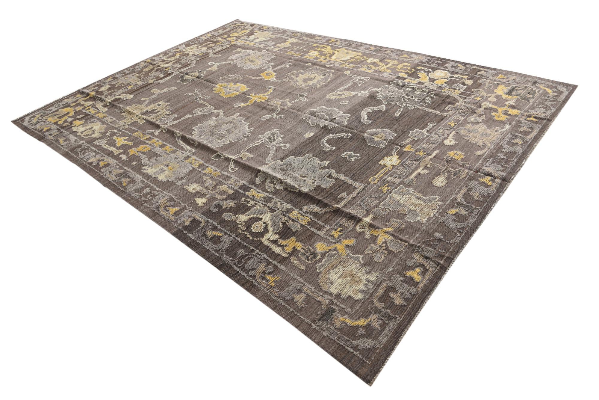 8' 10 x 12' 1 Hand Knotted Oushak Wool Rug