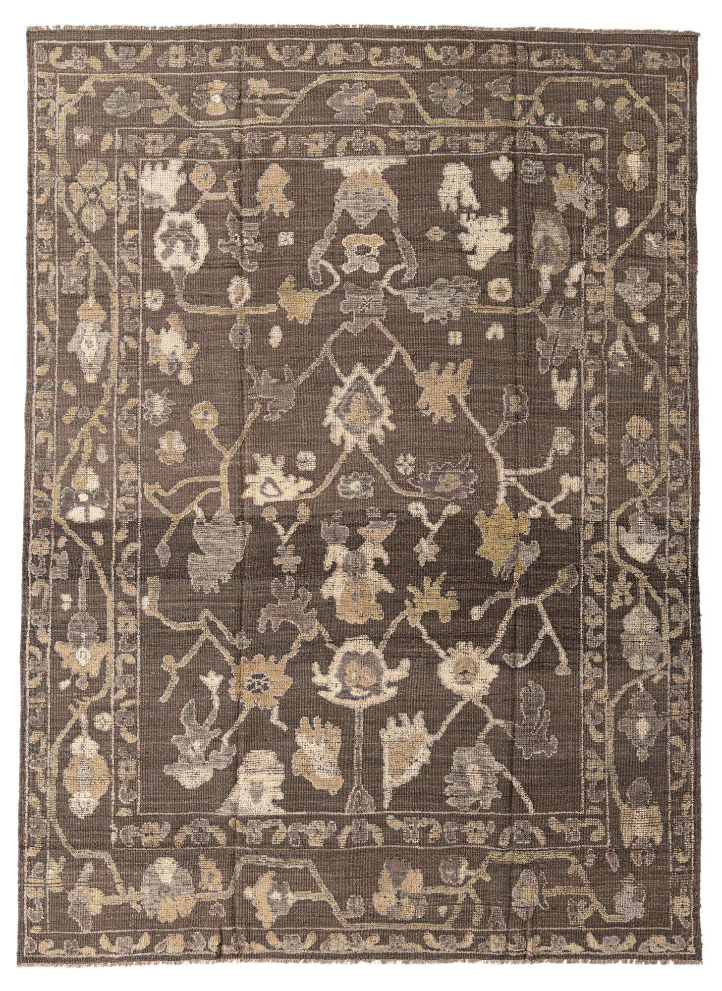 9' x 12' 4 Hand Knotted Oushak Wool Rug