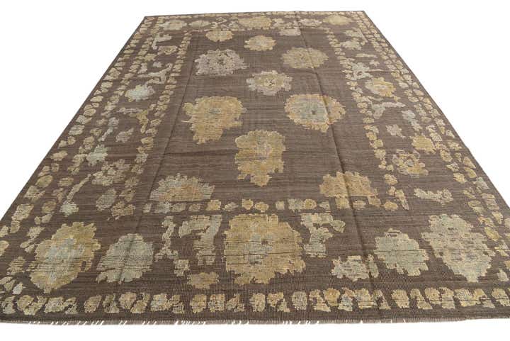 9' 1 x 12' 10 Hand Knotted Oushak Wool Rug