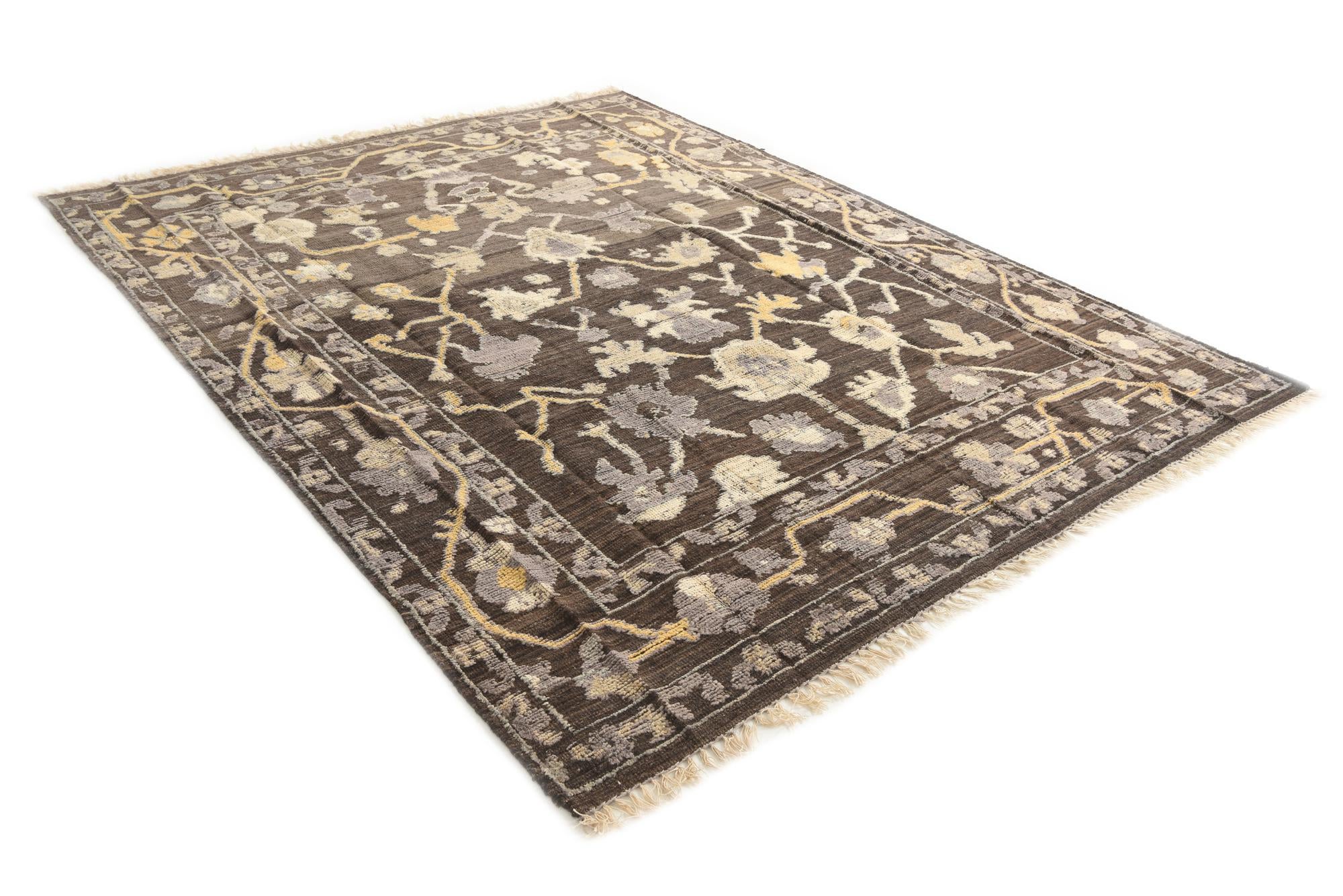 8' x 10' 3 Hand Knotted Oushak Wool Rug