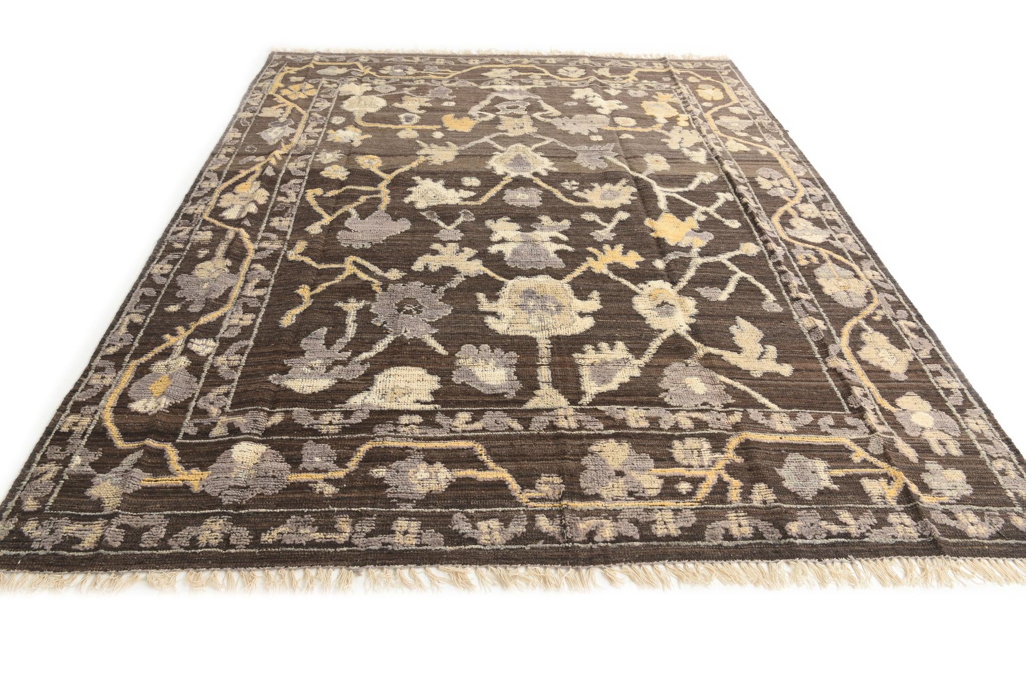 8' x 10' 3 Hand Knotted Oushak Wool Rug