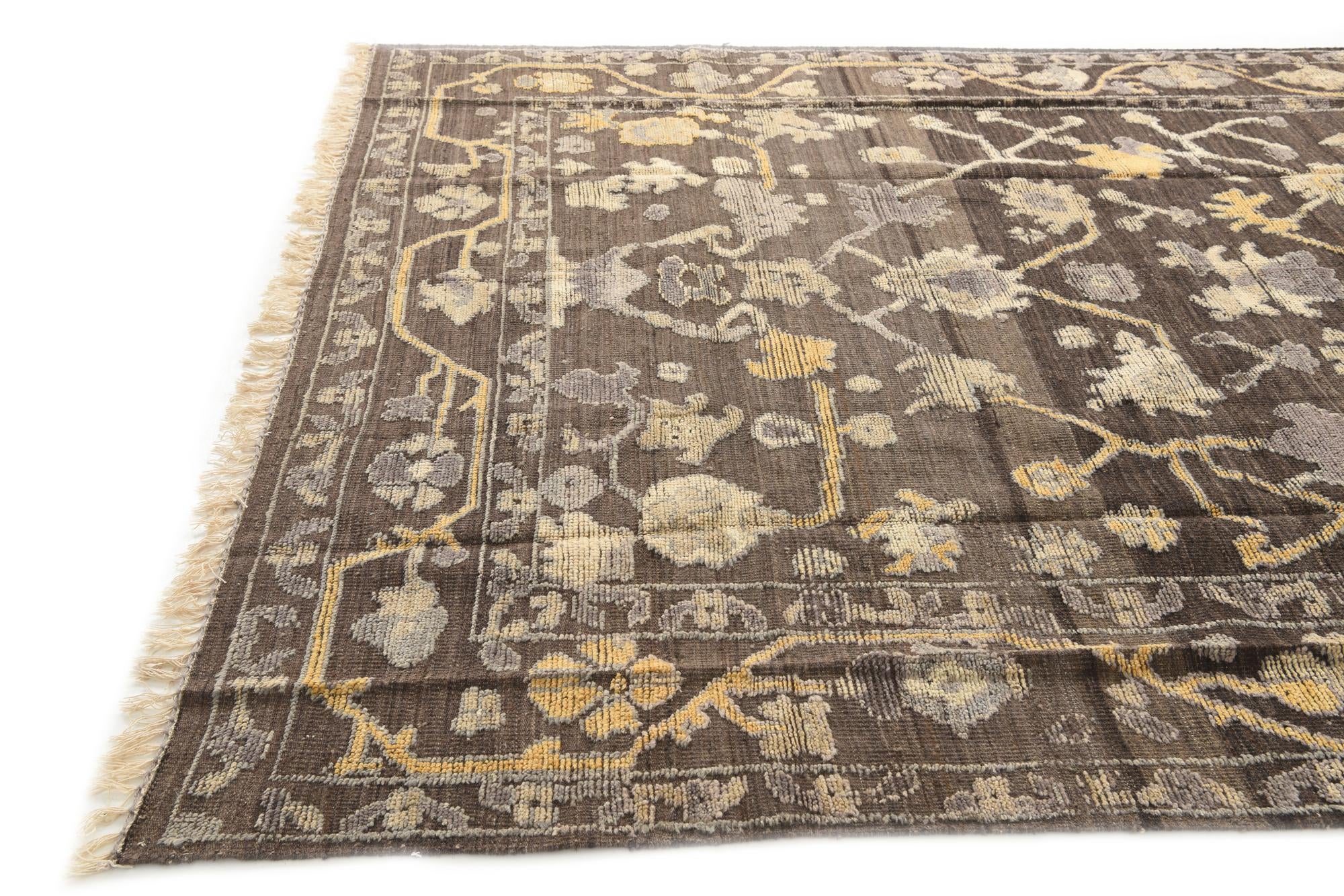 8' x 10' 3 Hand Knotted Oushak Wool Rug