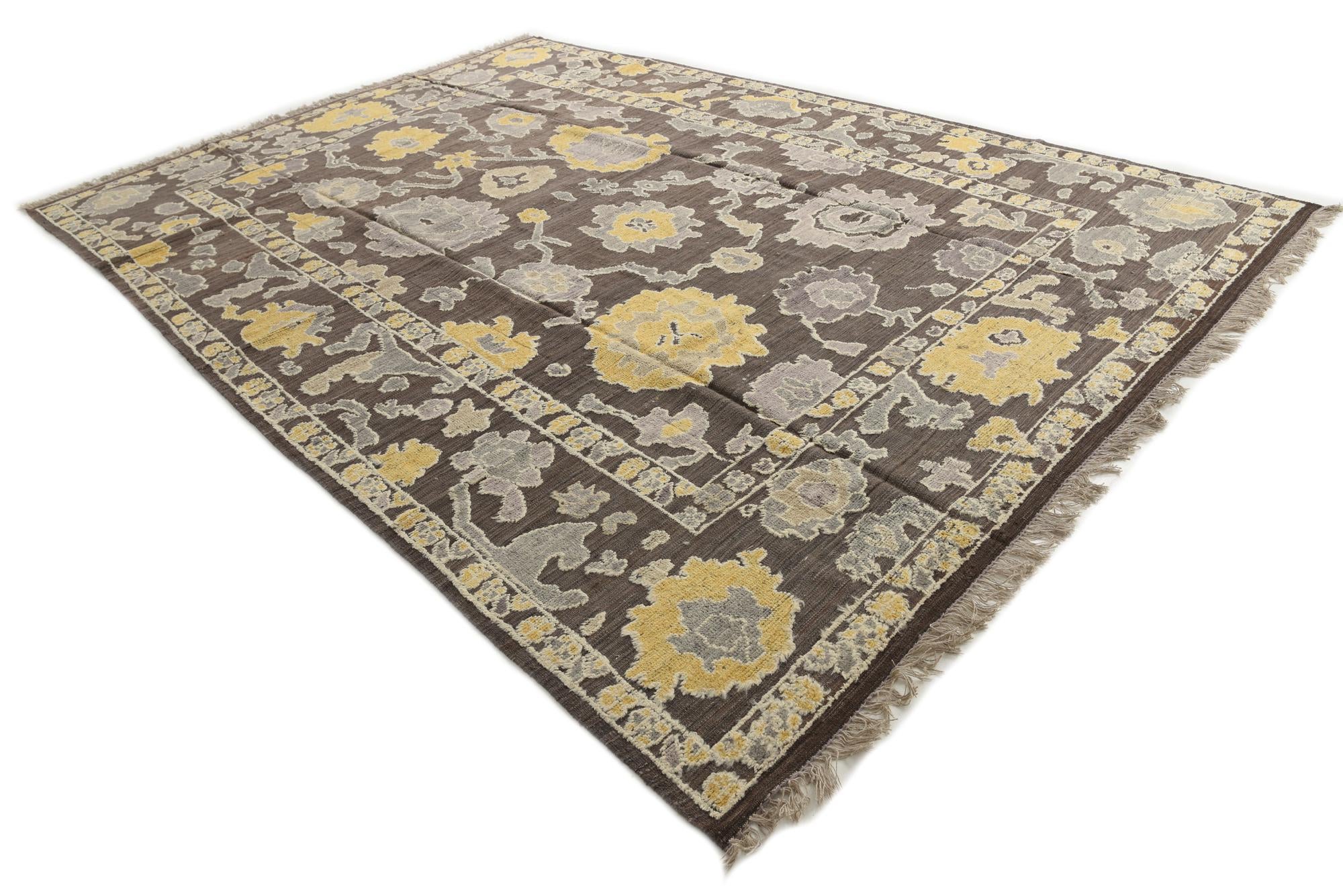 9' 8 x 14' 3 Hand Knotted Oushak Wool Rug