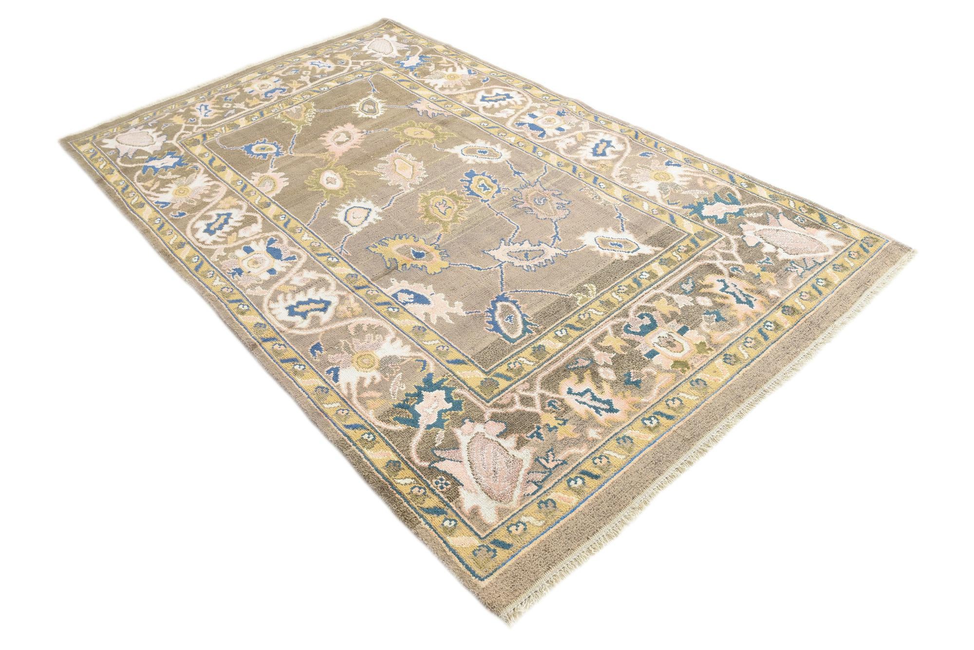 5' 3 x 8' 5 Hand Knotted Oushak Rug
