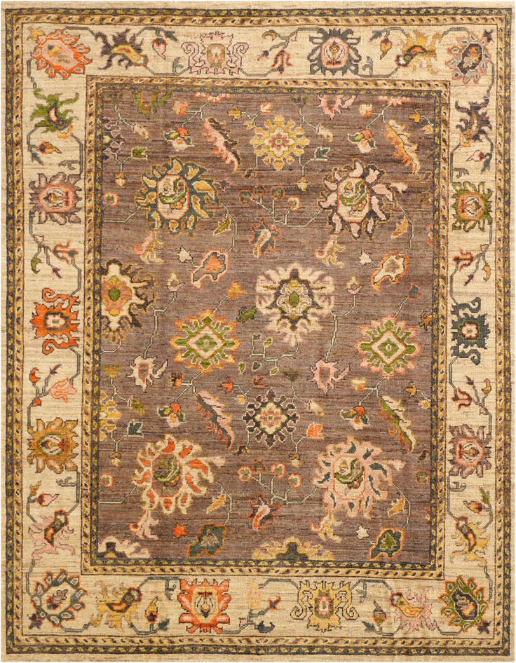 Detail image of 7' 10 x 9' 10 Hand Knotted Oushak Wool Rug