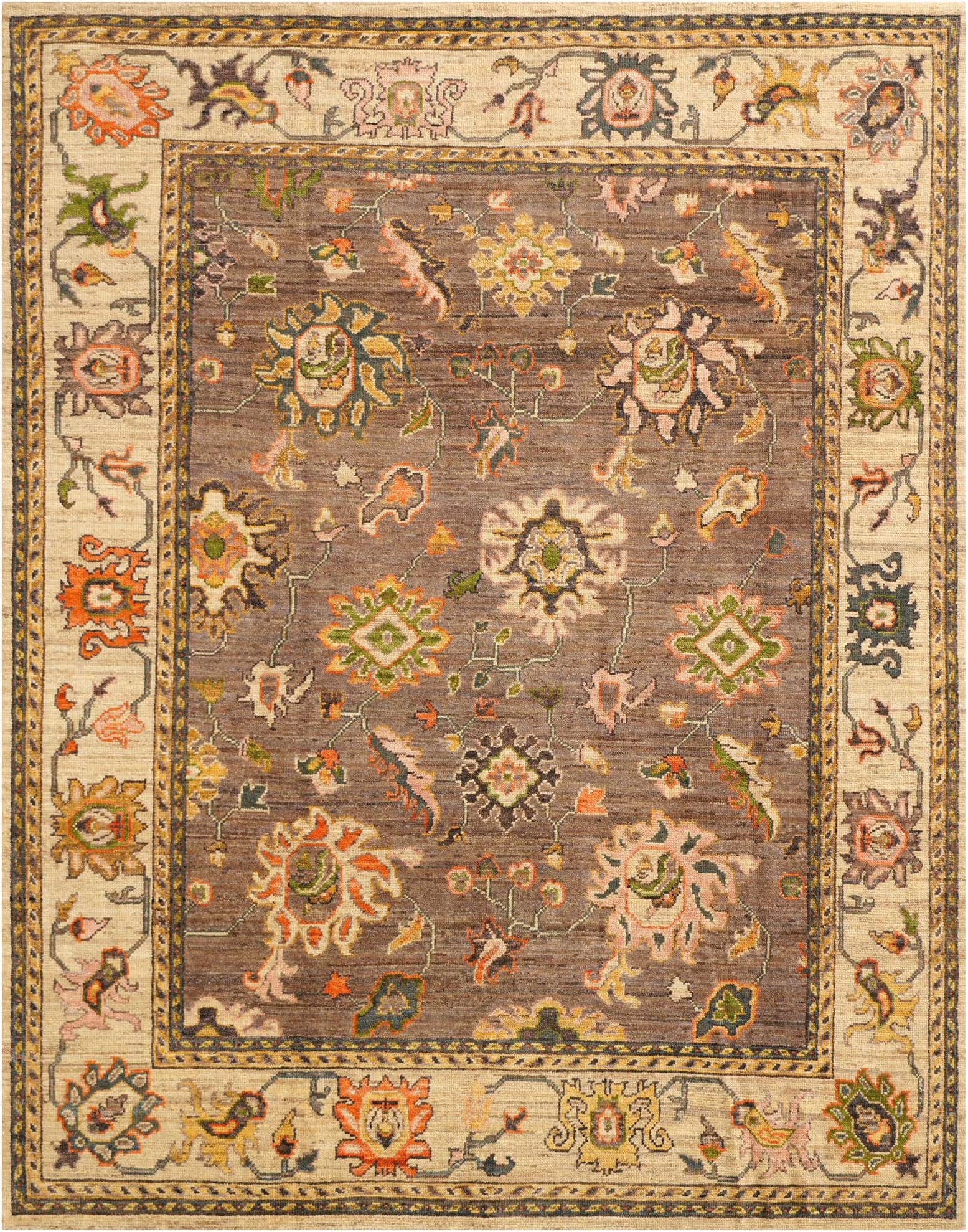 7' 10 x 9' 10 Hand Knotted Oushak Wool Rug
