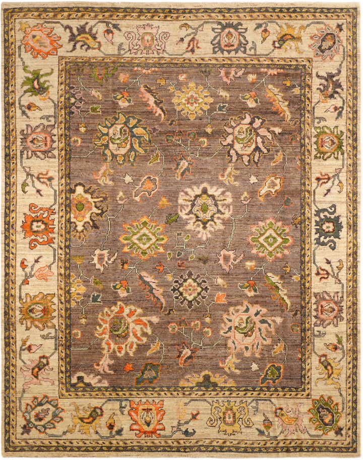 7' 10 x 9' 10 Hand Knotted Oushak Wool Rug