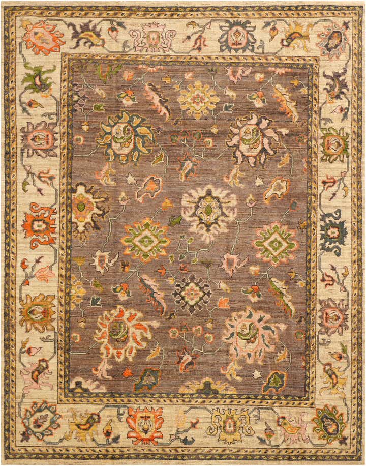 7' 10 x 9' 10 Hand Knotted Oushak Wool Rug