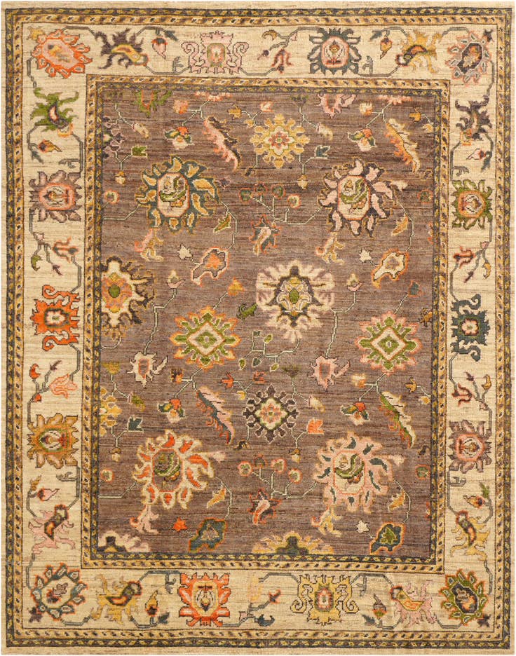 Detail image of 7' 10 x 9' 10 Hand Knotted Oushak Wool Rug