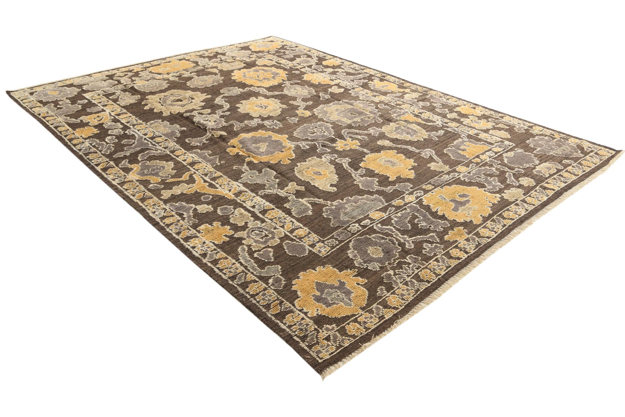 9' 3 x 12' 5 Hand Knotted Oushak Wool Rug