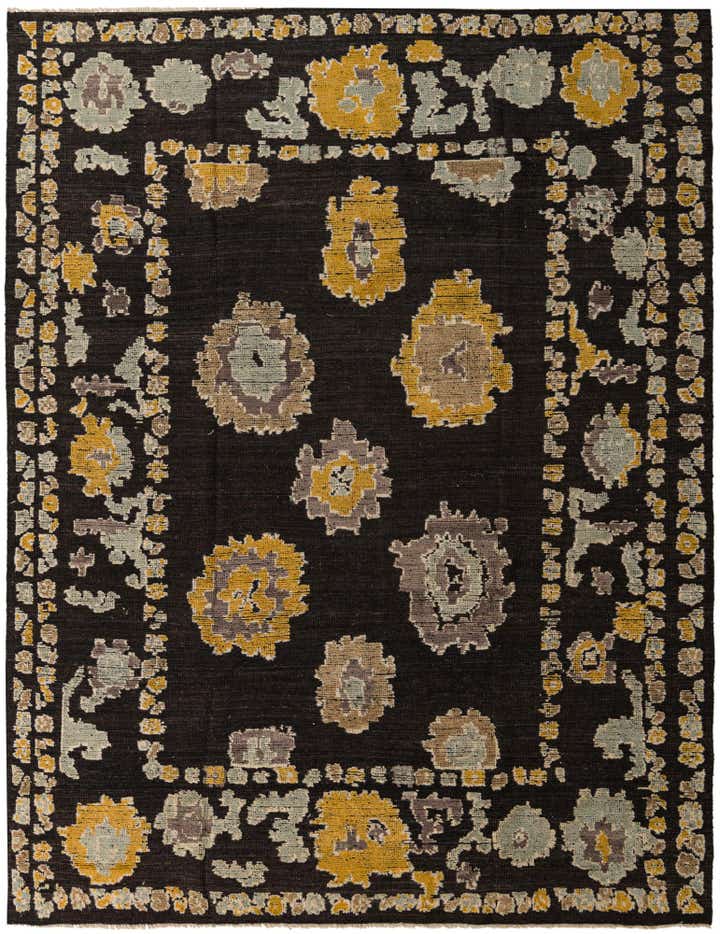 9' 3 x 12' 1 Hand Knotted Oushak Wool Rug