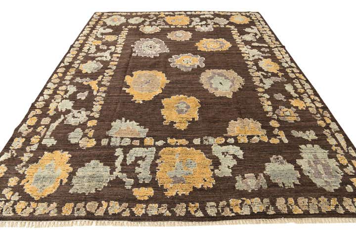 9' 1 x 12' Hand Knotted Oushak Wool Rug