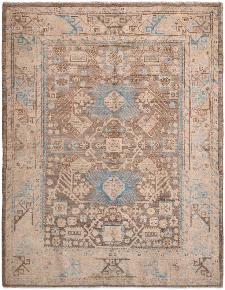 Detail image of 4' 11 x 6' 2 Hand Knotted Oushak Wool Rug