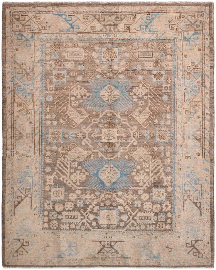 Detail image of 4' 11 x 6' 2 Hand Knotted Oushak Wool Rug