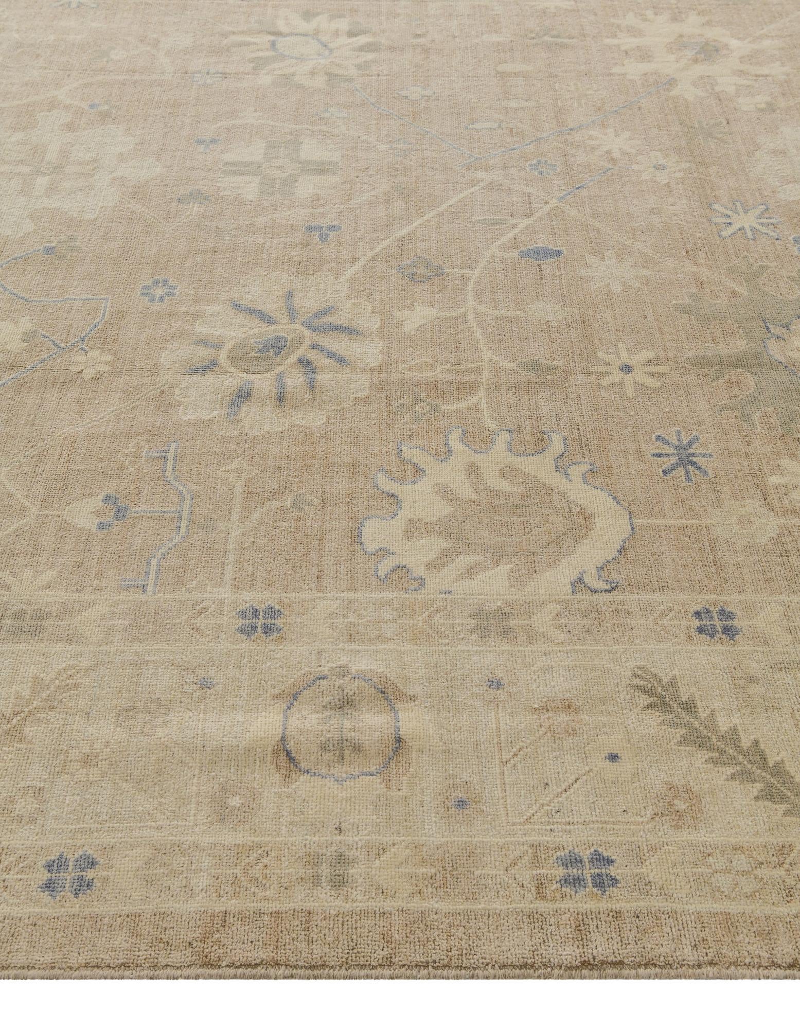 10' x 13' 7 Hand Knotted Oushak Wool Rug