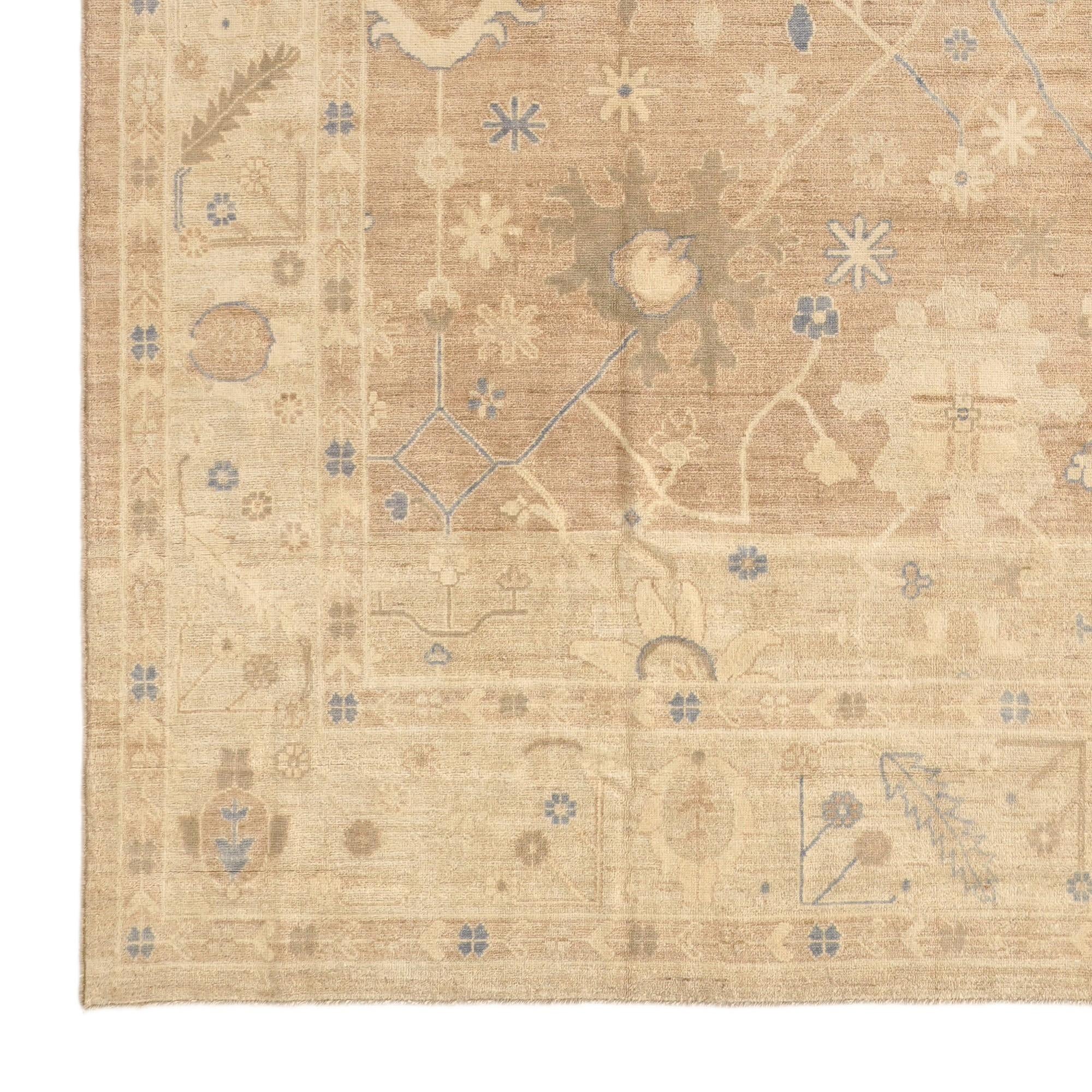 10' x 13' 7 Hand Knotted Oushak Wool Rug