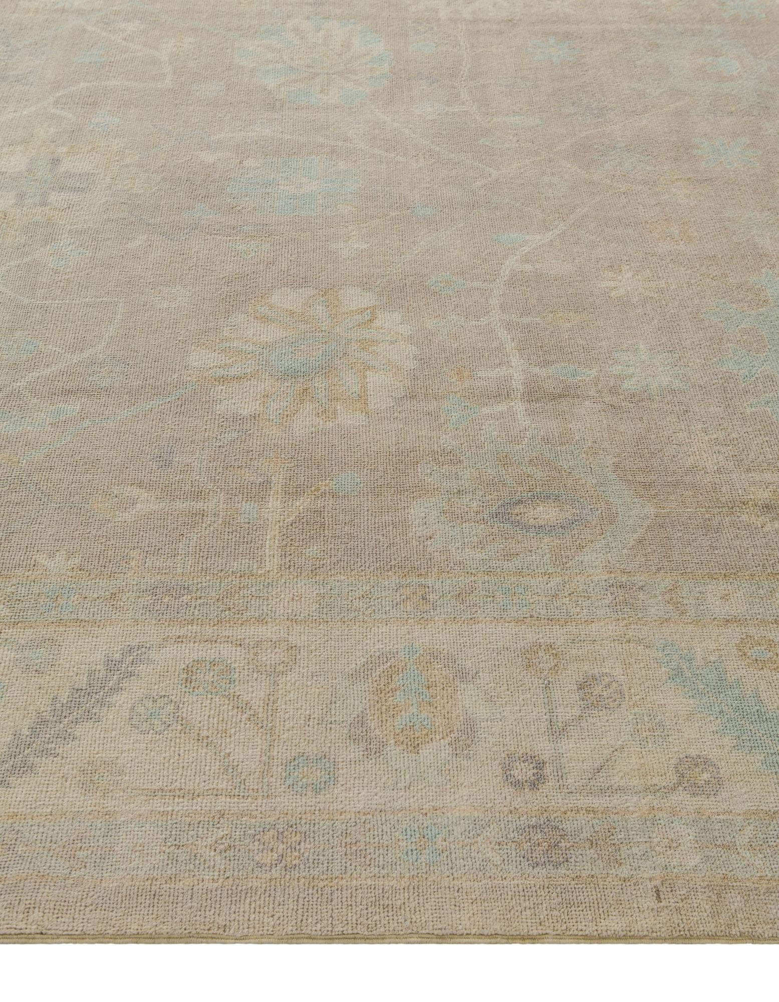 8' 8 x 12' Hand Knotted Oushak Wool Rug