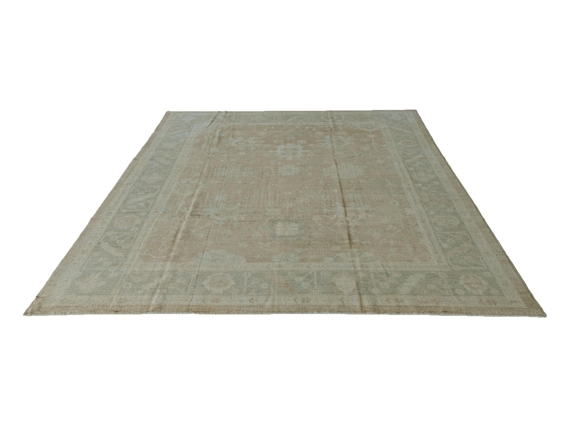 9' x 11' 8 Hand Knotted Oushak Wool Rug