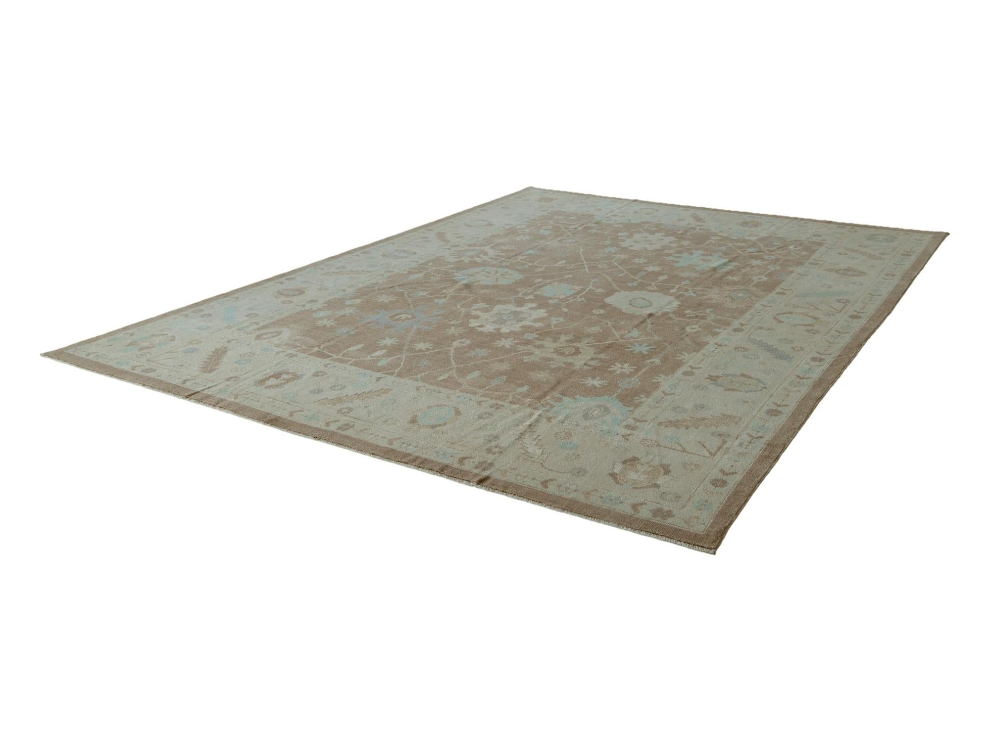 9' 11 x 13' 10 Hand Knotted Oushak Wool Rug
