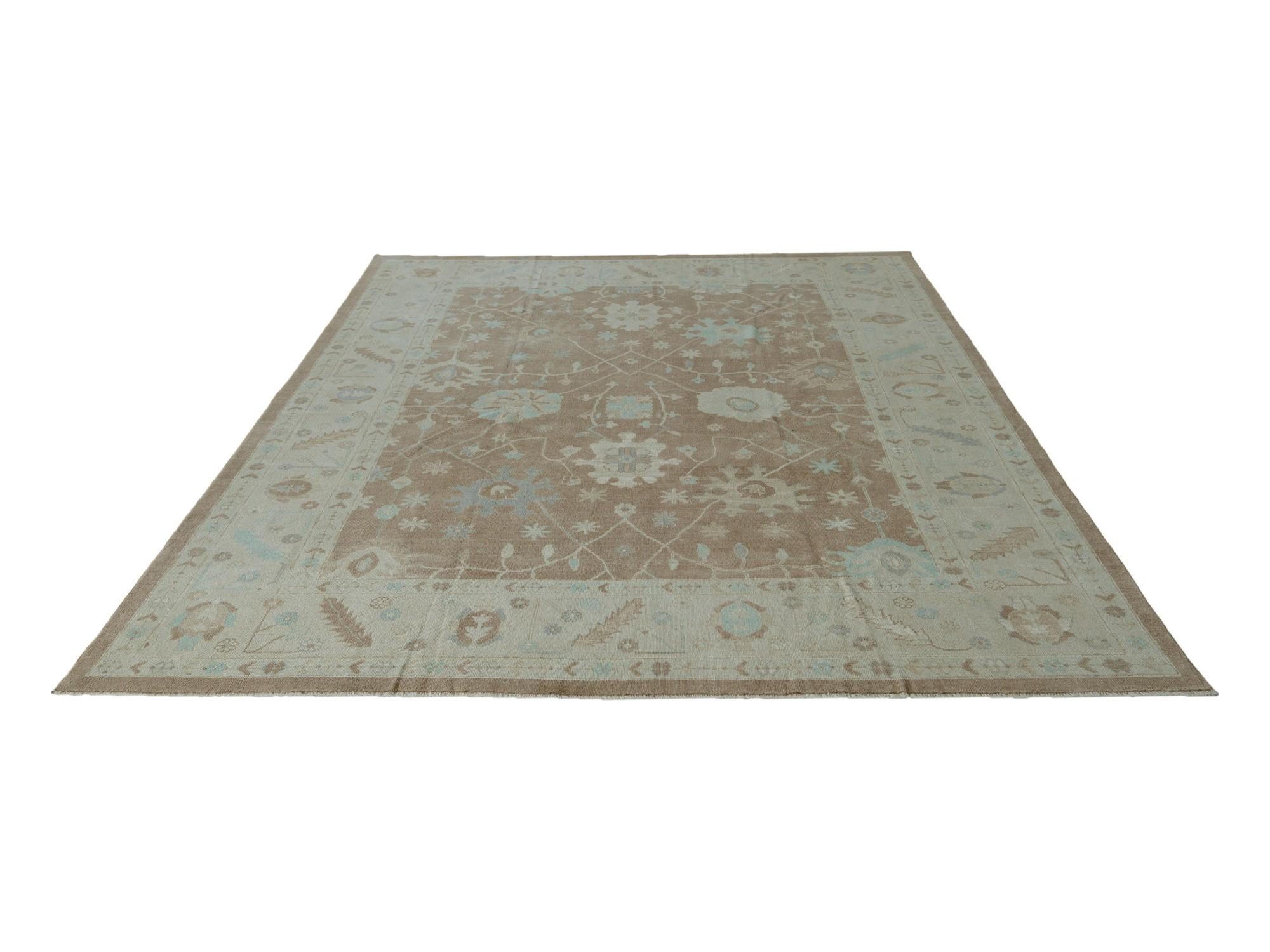 9' 11 x 13' 10 Hand Knotted Oushak Wool Rug