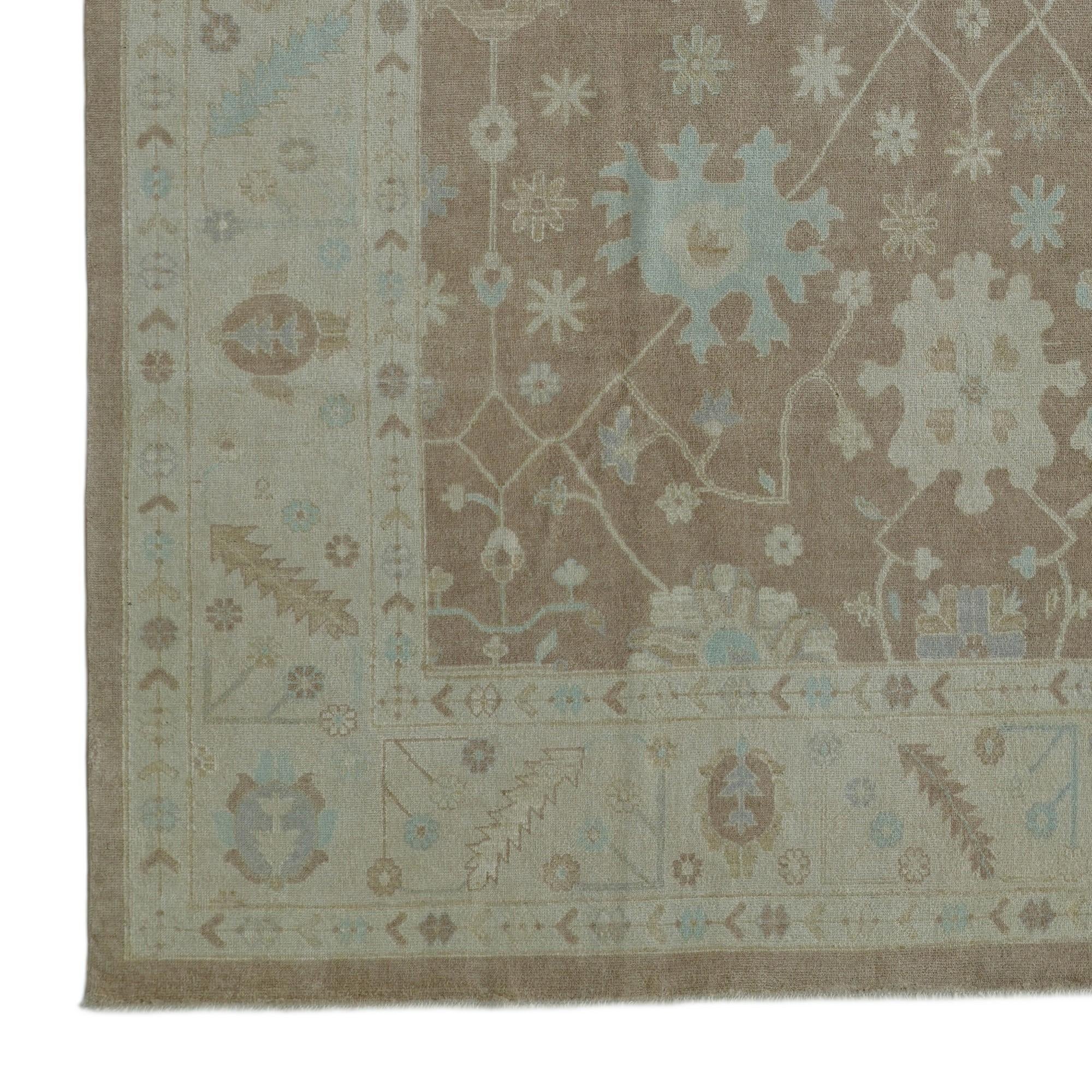 9' 11 x 13' 10 Hand Knotted Oushak Wool Rug