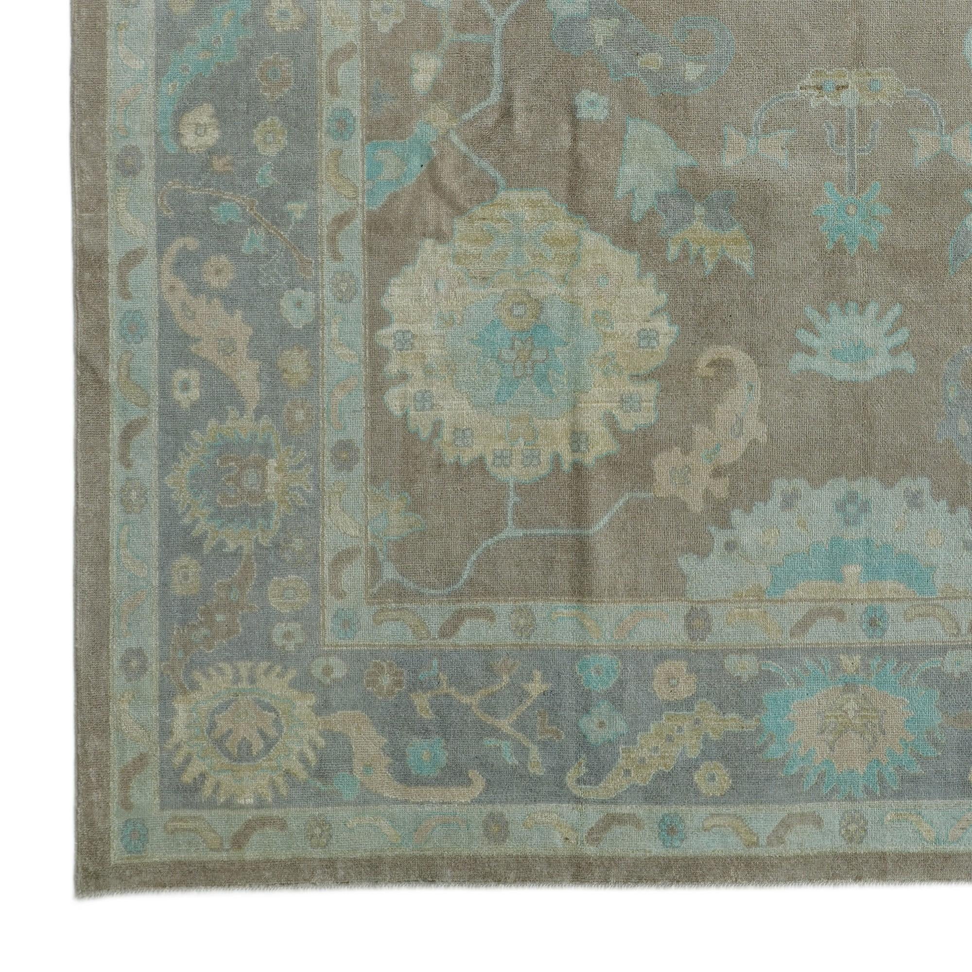 9' 4 x 11' 10 Hand Knotted Oushak Wool Rug