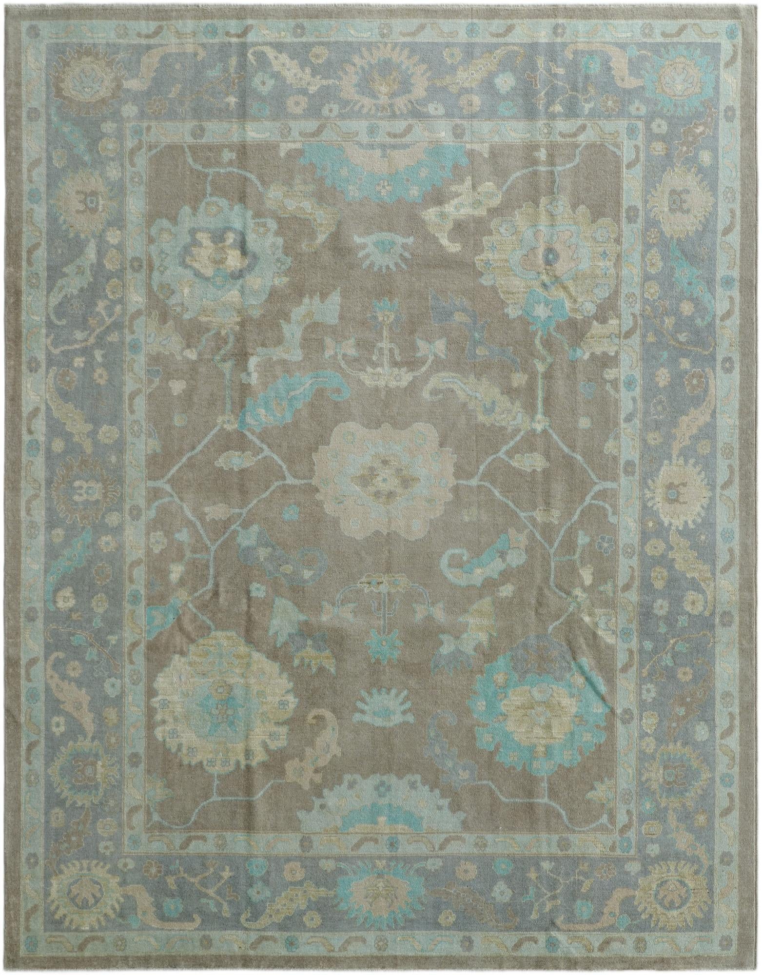 9' 4 x 11' 10 Hand Knotted Oushak Wool Rug
