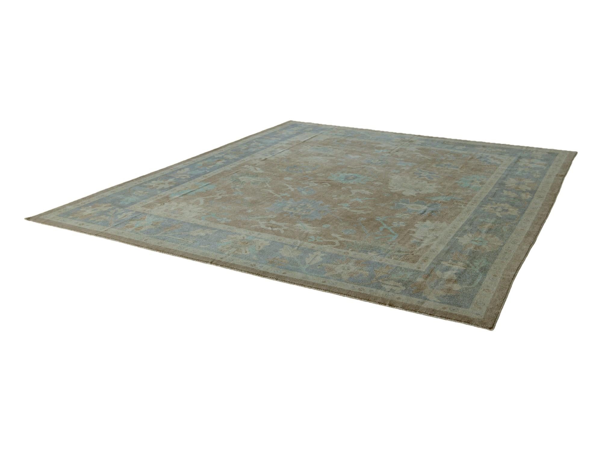 12' 4 x 14' 2 Hand Knotted Oushak Wool Rug