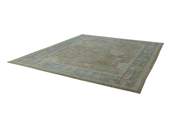 12' 4 x 14' 2 Hand Knotted Oushak Wool Rug
