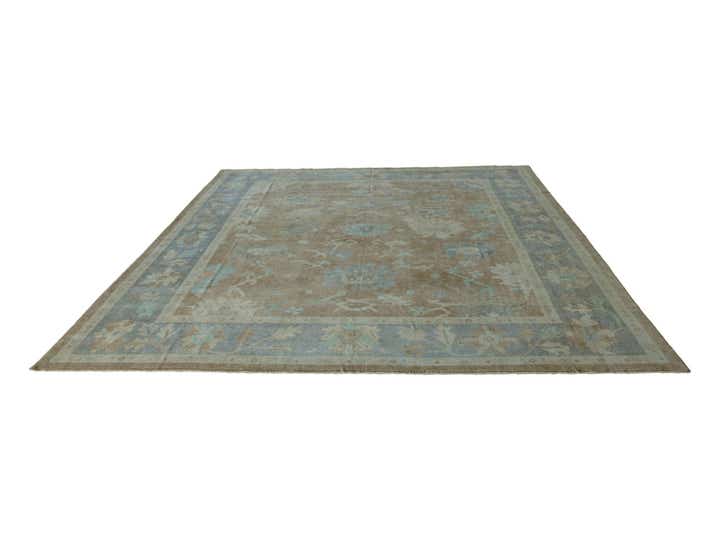 12' 4 x 14' 2 Hand Knotted Oushak Wool Rug