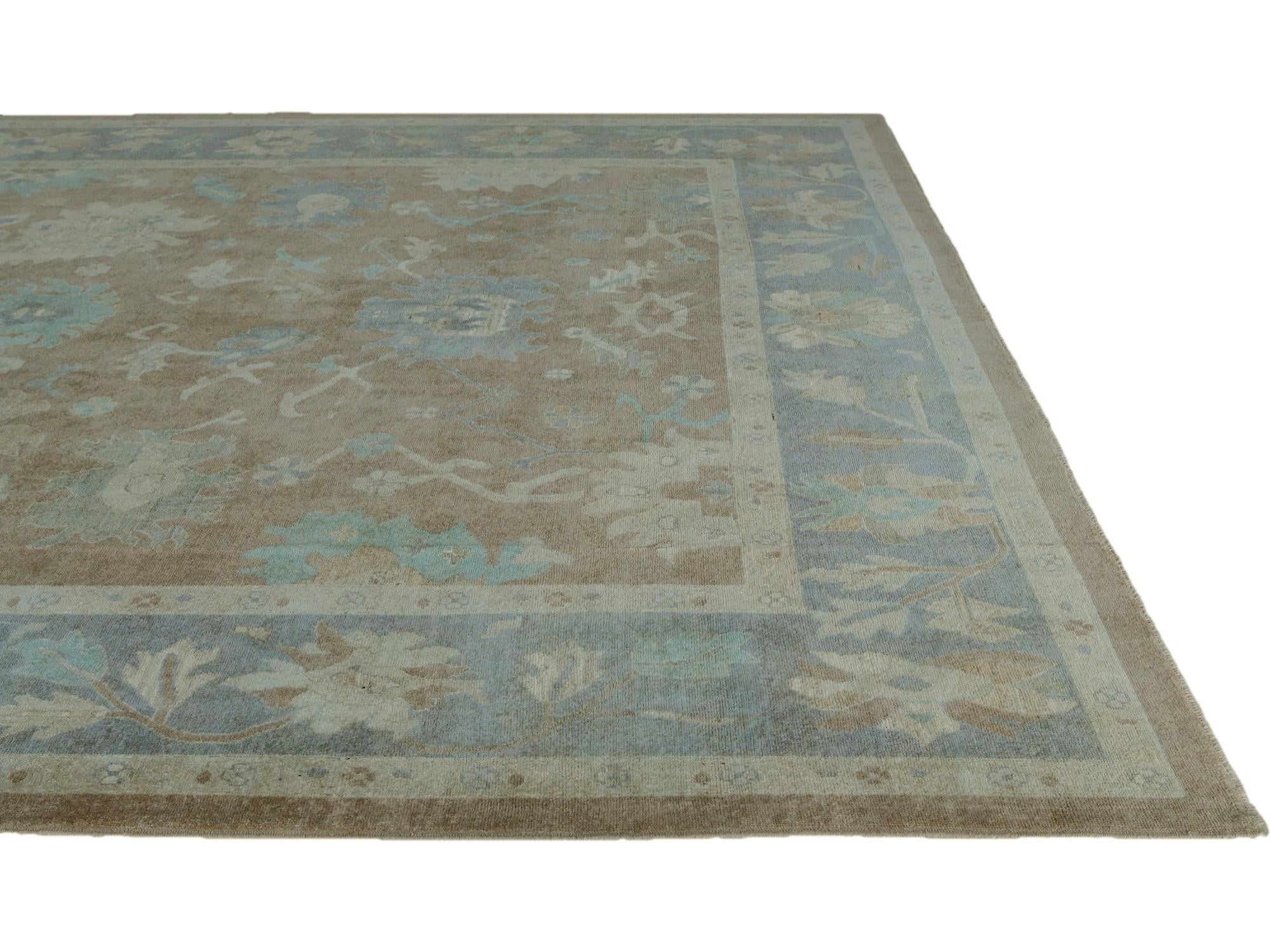 12' 4 x 14' 2 Hand Knotted Oushak Wool Rug