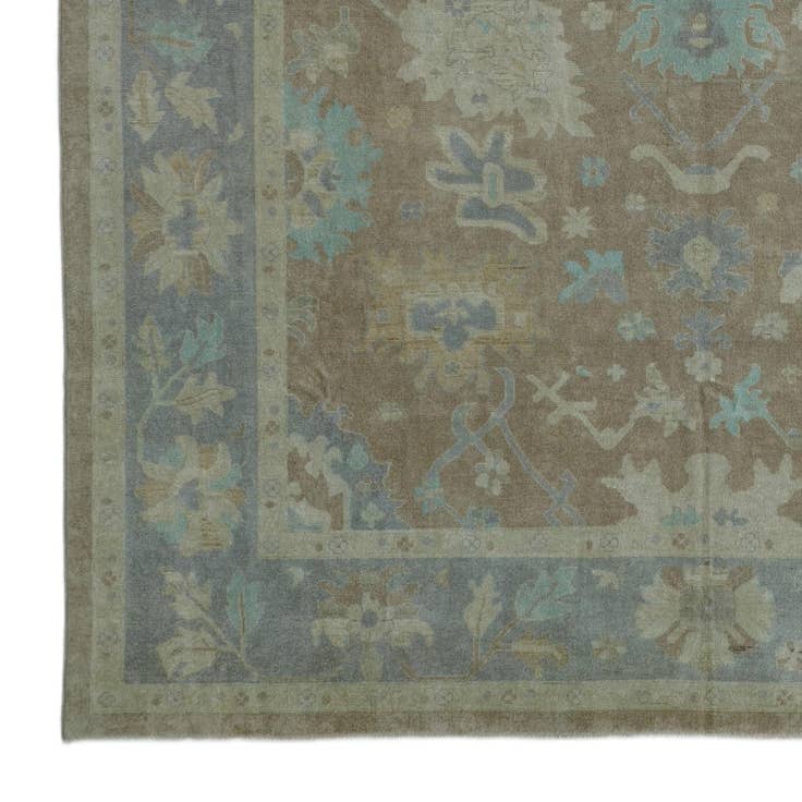 Detail image of 12' 4 x 14' 2 Hand Knotted Oushak Wool Rug