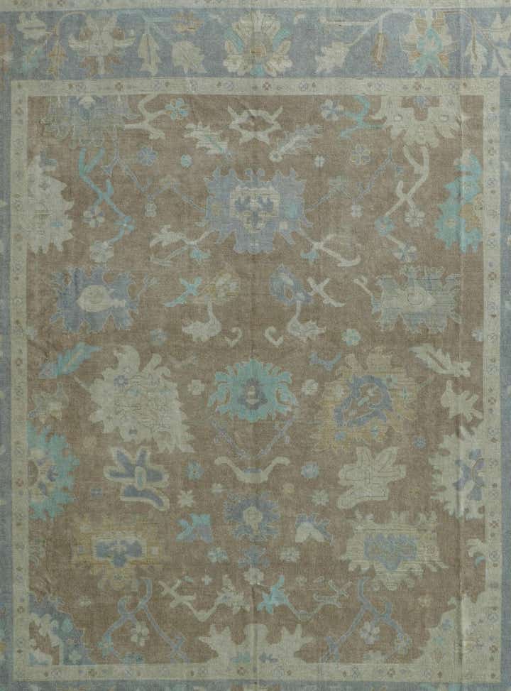 12' 4 x 14' 2 Hand Knotted Oushak Wool Rug