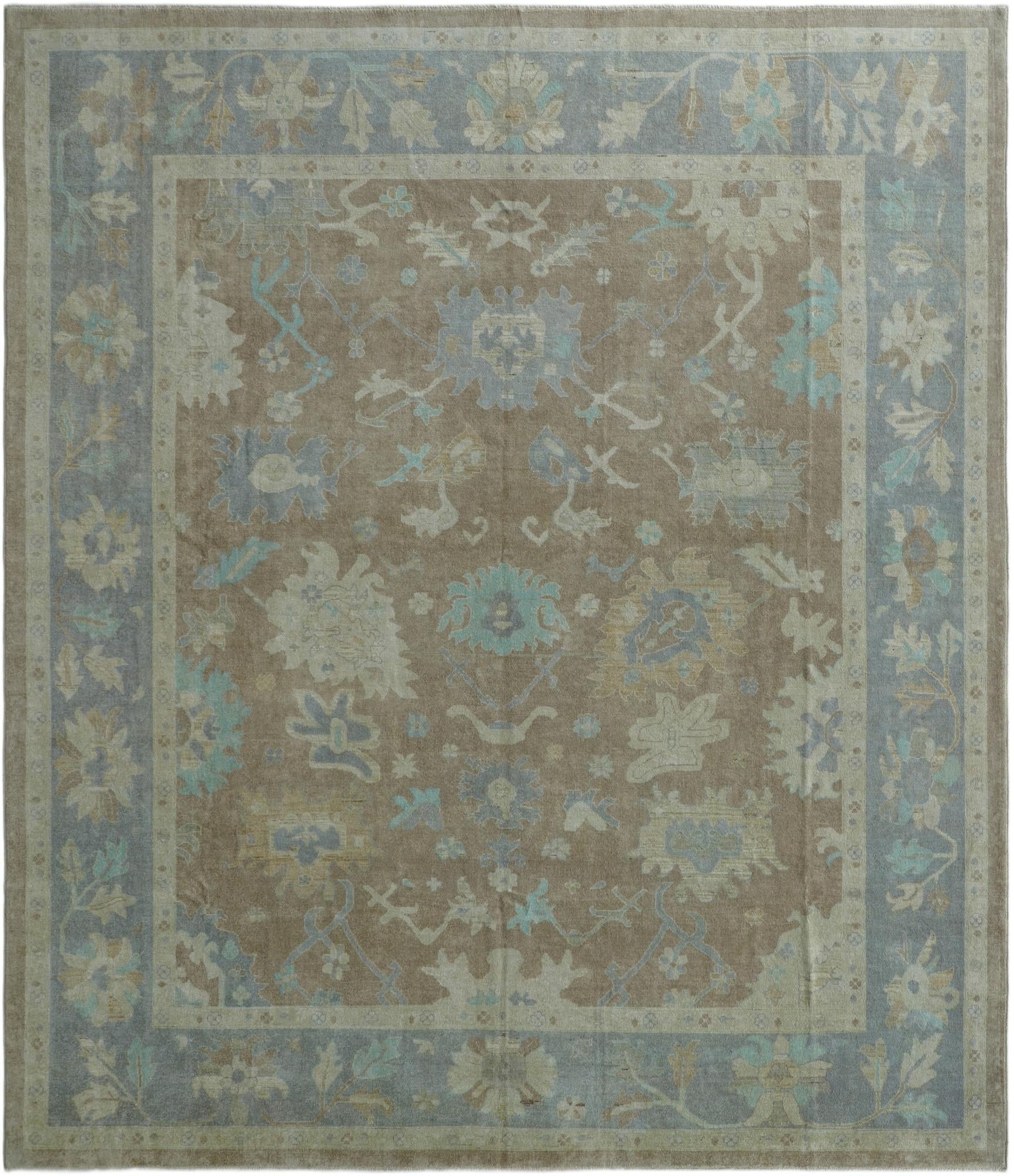 12' 4 x 14' 2 Hand Knotted Oushak Wool Rug