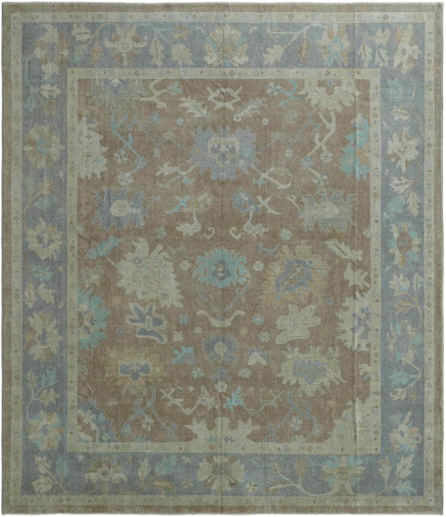 12' 4 x 14' 2 Hand Knotted Oushak Wool Rug