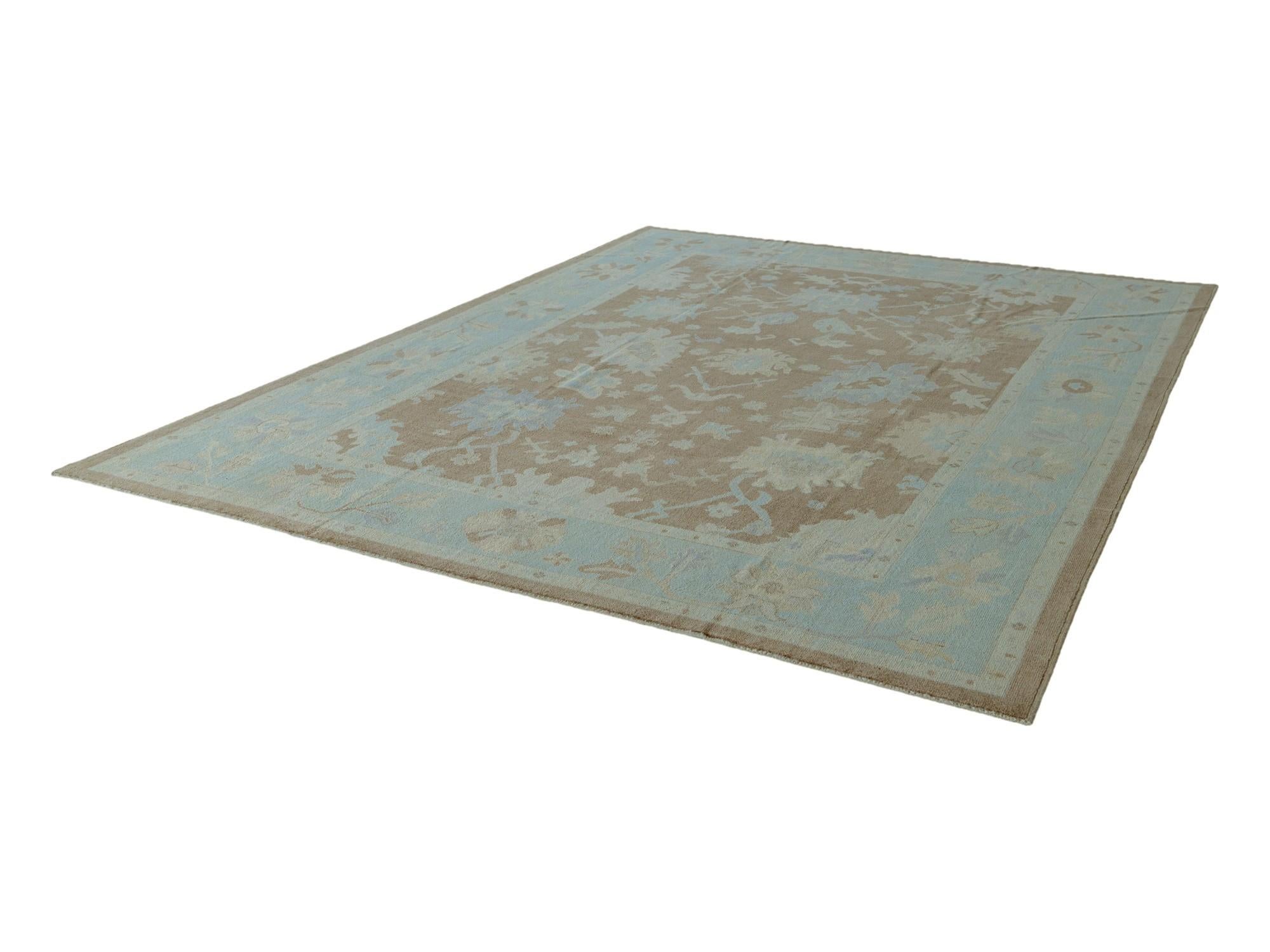 9' 1 x 11' 9 Hand Knotted Oushak Wool Rug