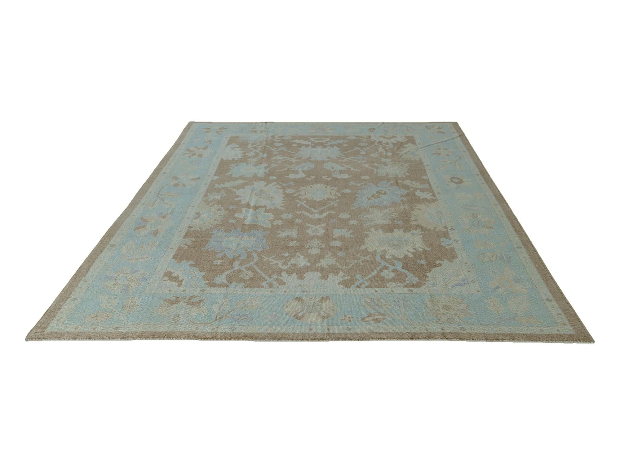 9' 1 x 11' 9 Hand Knotted Oushak Wool Rug
